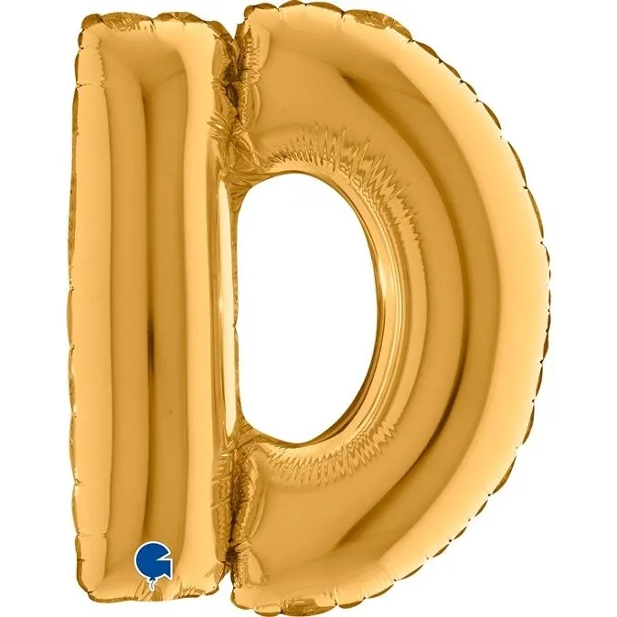 Luftballon, Buchstabe D, Glamourballon,  Goldfarben, Folienballon