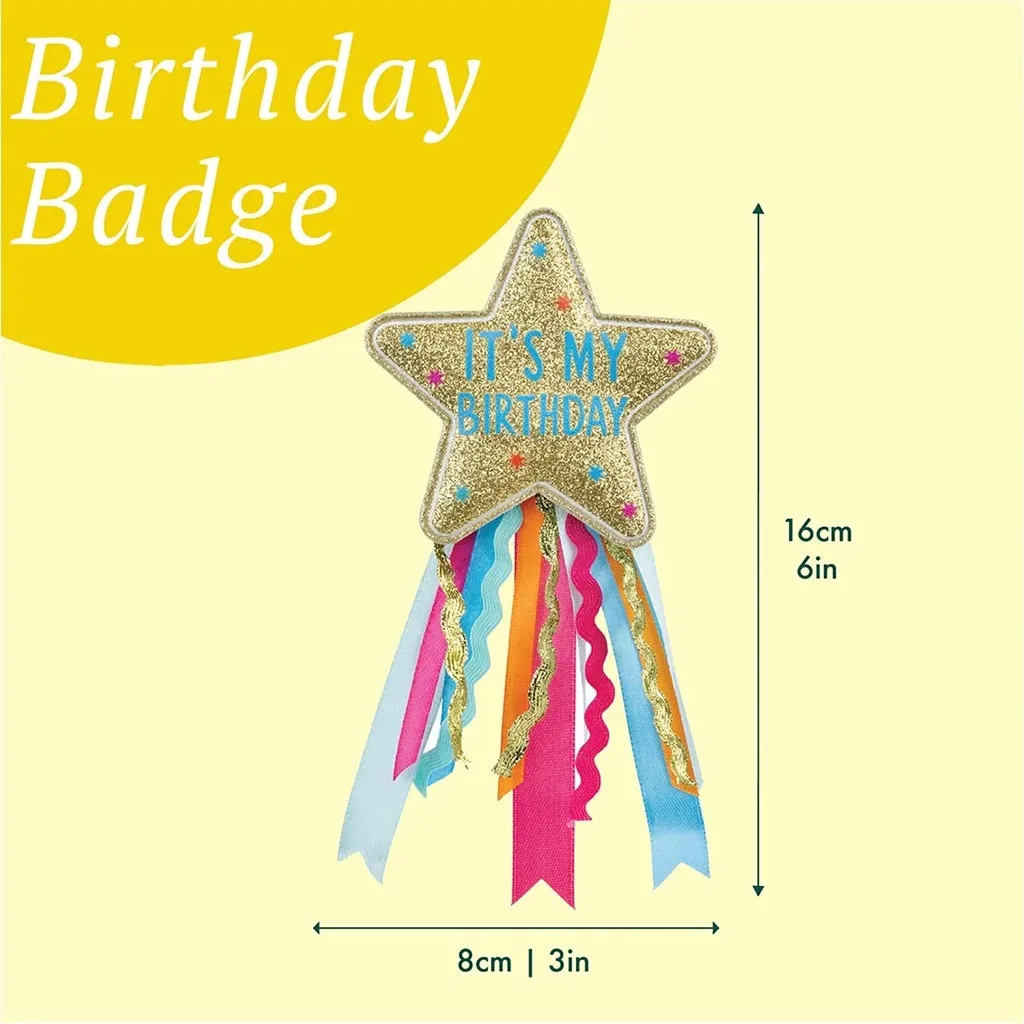 Birthday-Abzeichen, Sternen-Abzeichen, Glitzer, Bandbanden, Party-Abzeichen