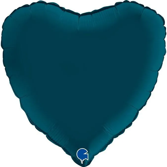 Folienballon Herz Satin Petrol Blau 45cm