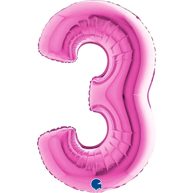 Folienballon Zahl 3 Pink 100cm