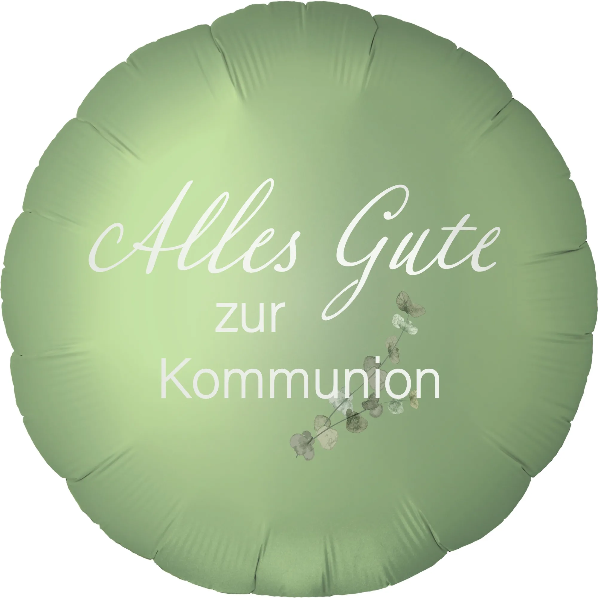 Folienballon Rund Satin Olive Green mit "Alles Gute zur Kommunion" 45cm