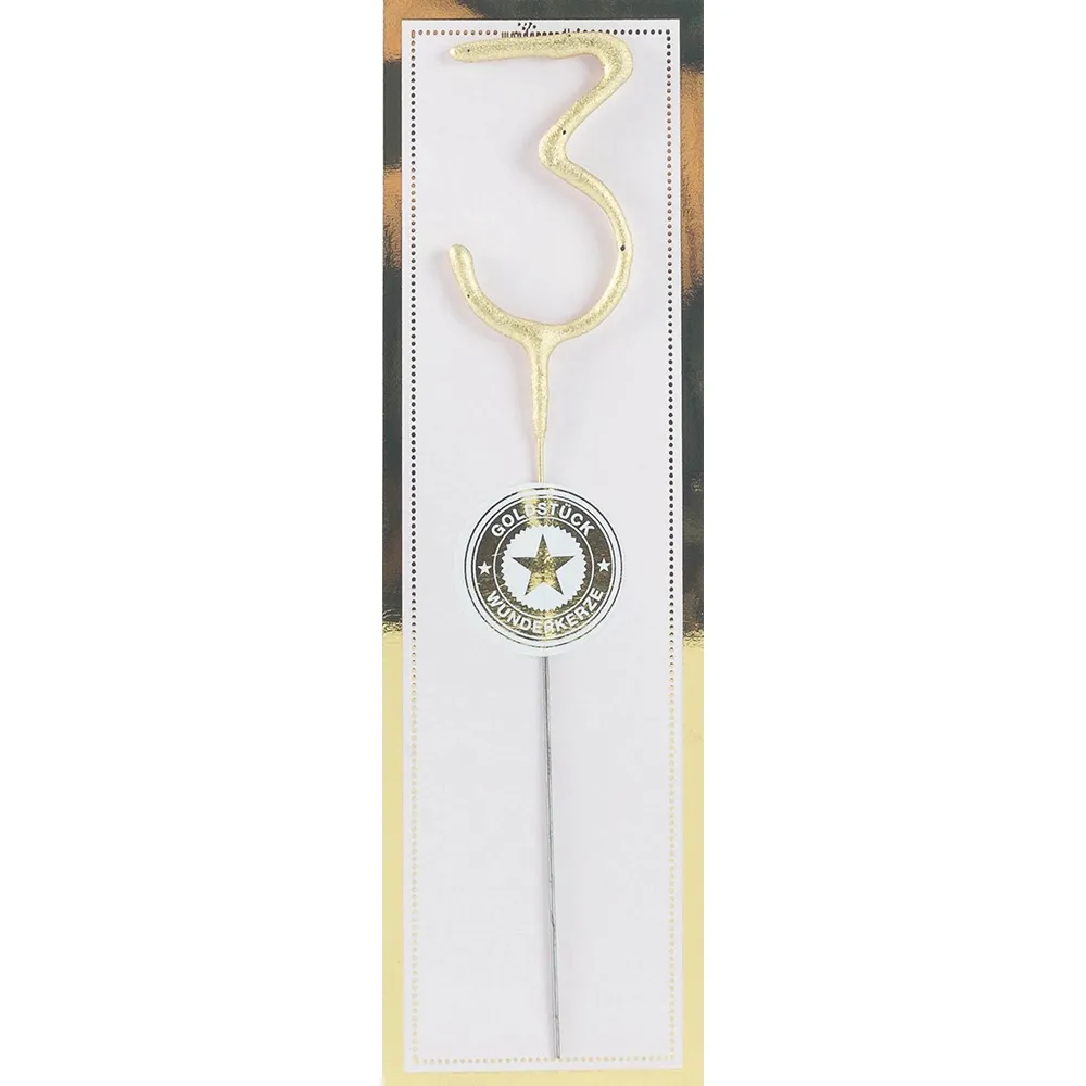 Wunderkerze Zahl 3 Gold