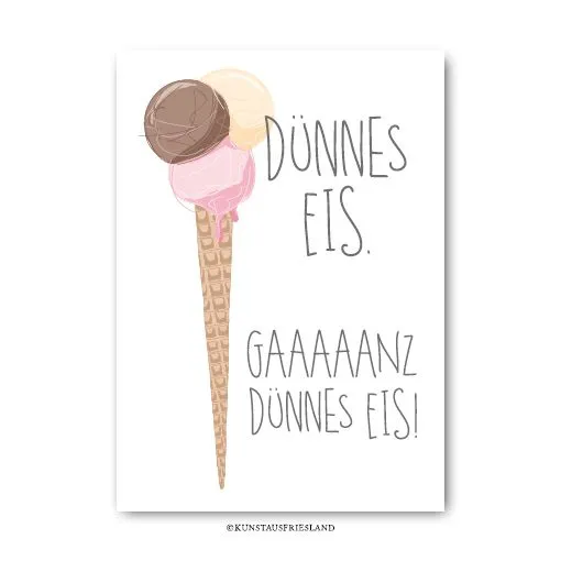 Postkarte "Dünnes Eis..."