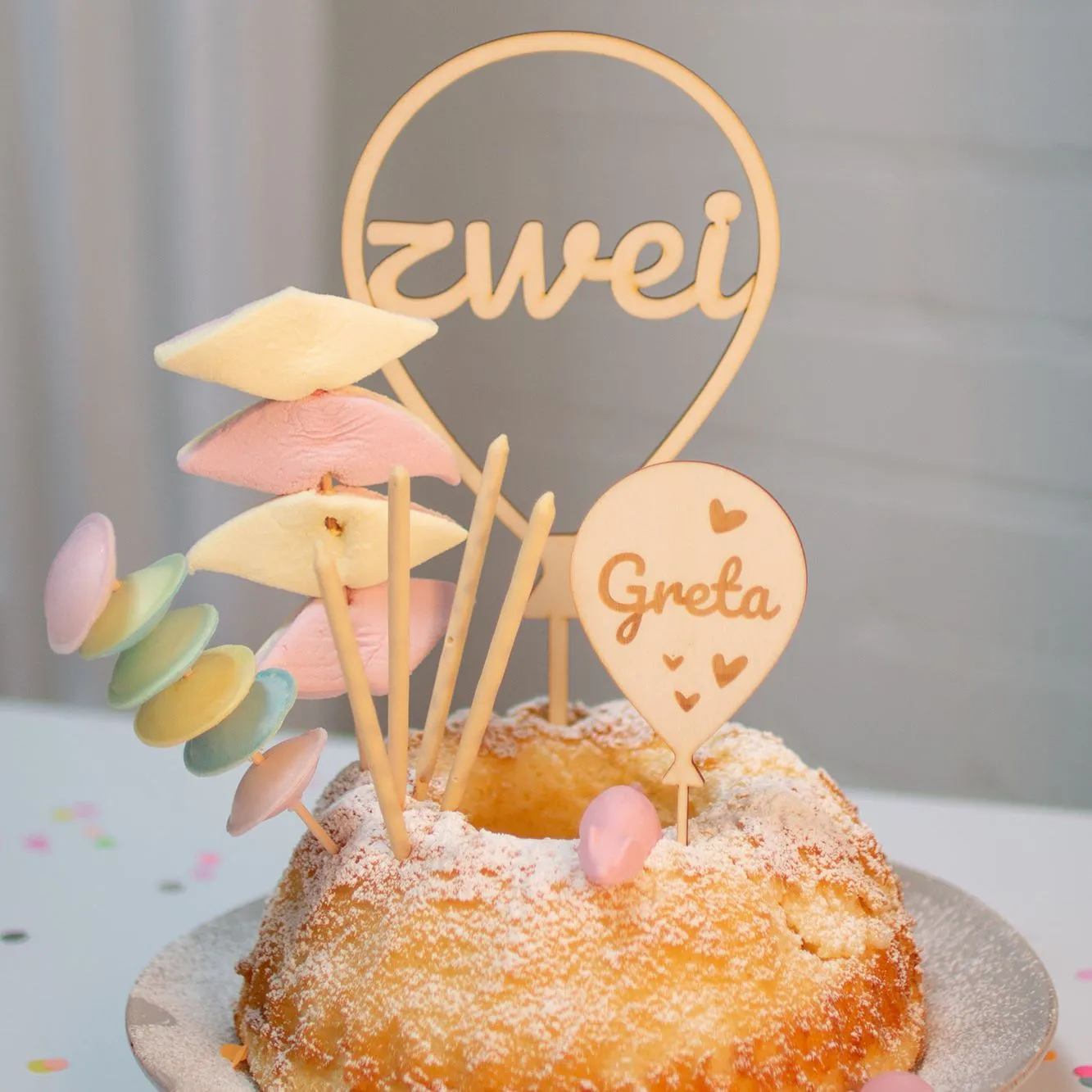 Cake Topper Ballon Herz  Set Zahl 2