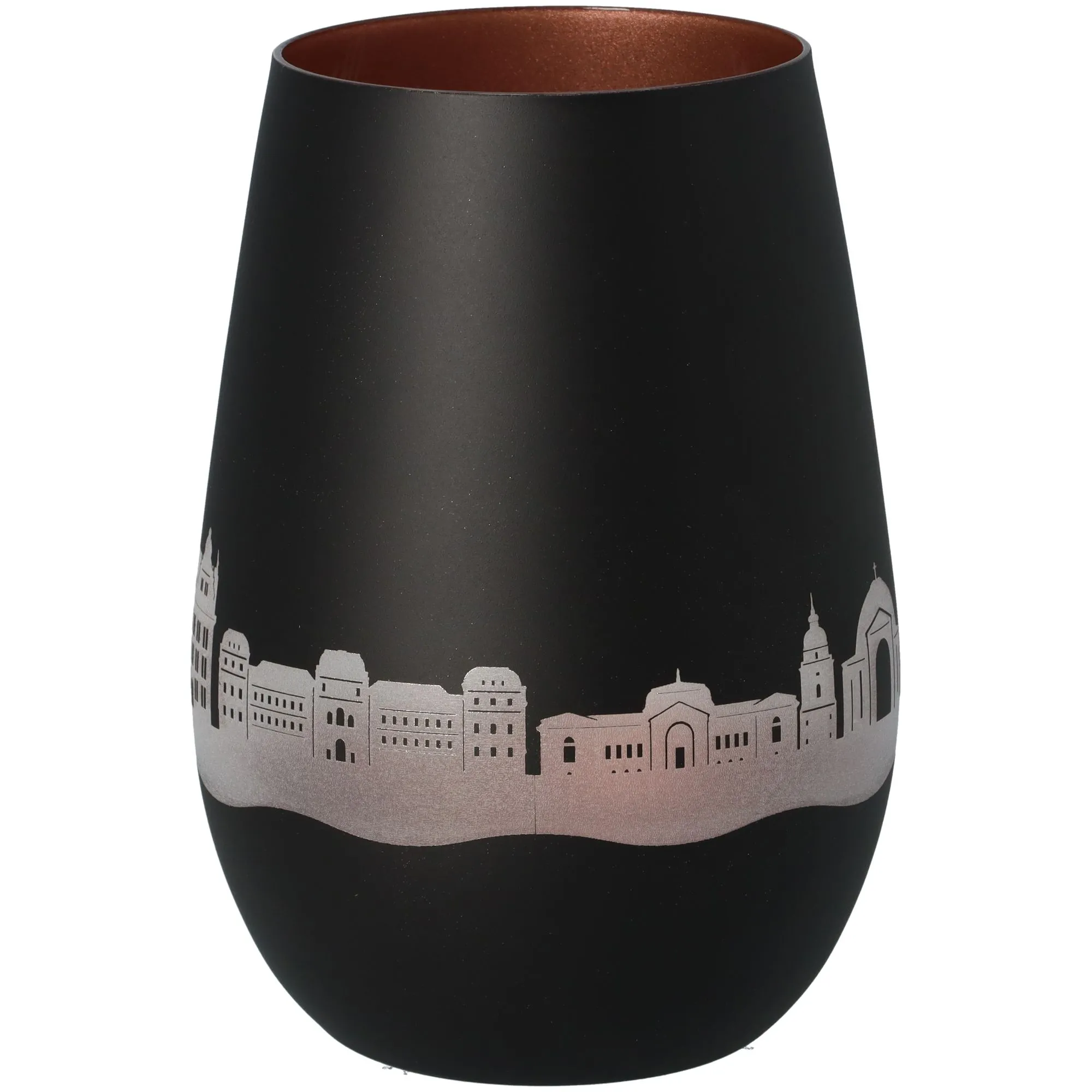Windlicht Skyline Darmstadt Schwarz/Bronze