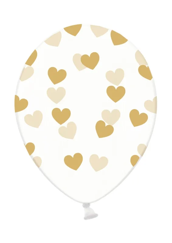 Ballon Transparent mit goldenen Herzen Ø 30cm