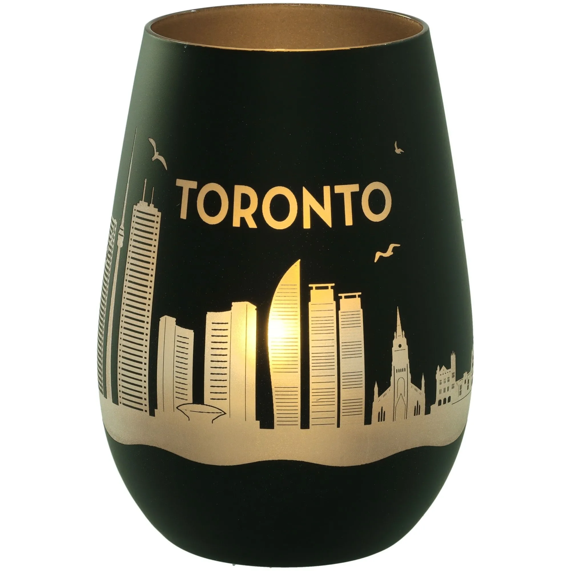 Vase, Becher, Stadt skyline, Goldfolie, schwarze Keramik