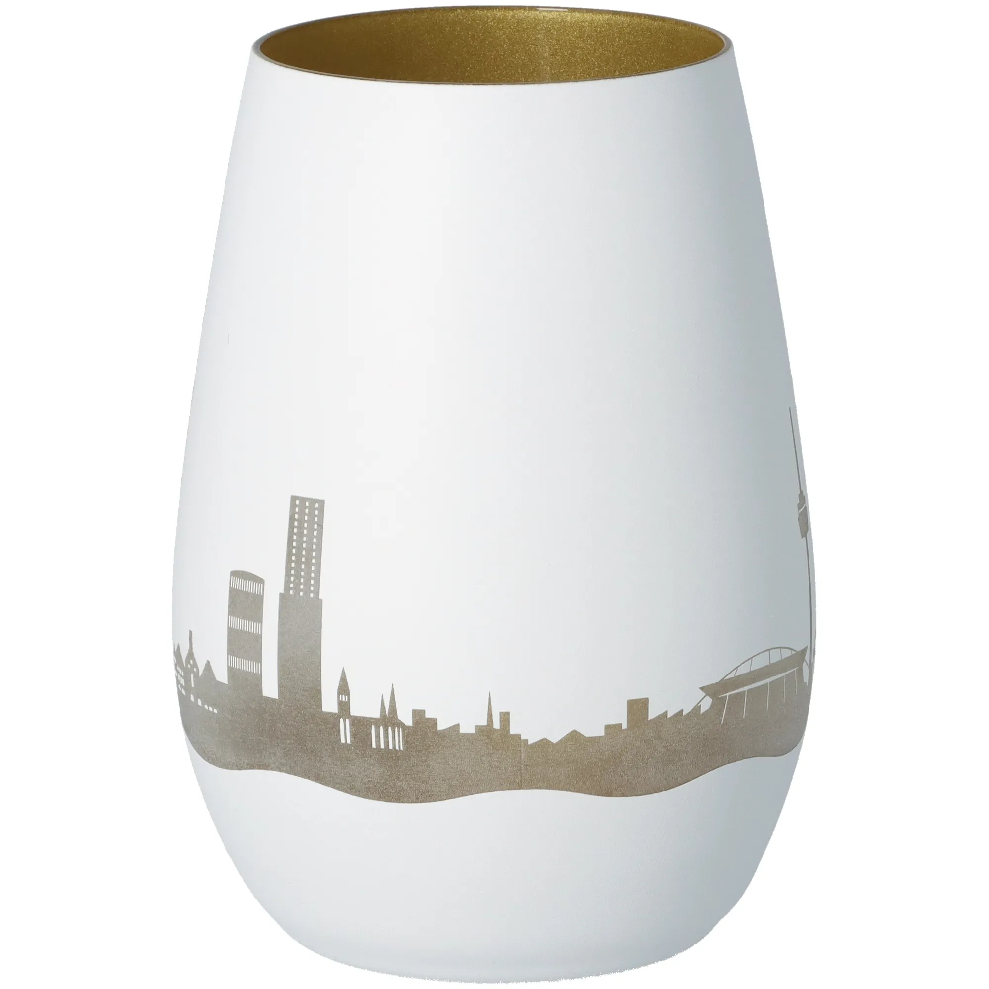 Windlicht Skyline Köln Weiß/Gold