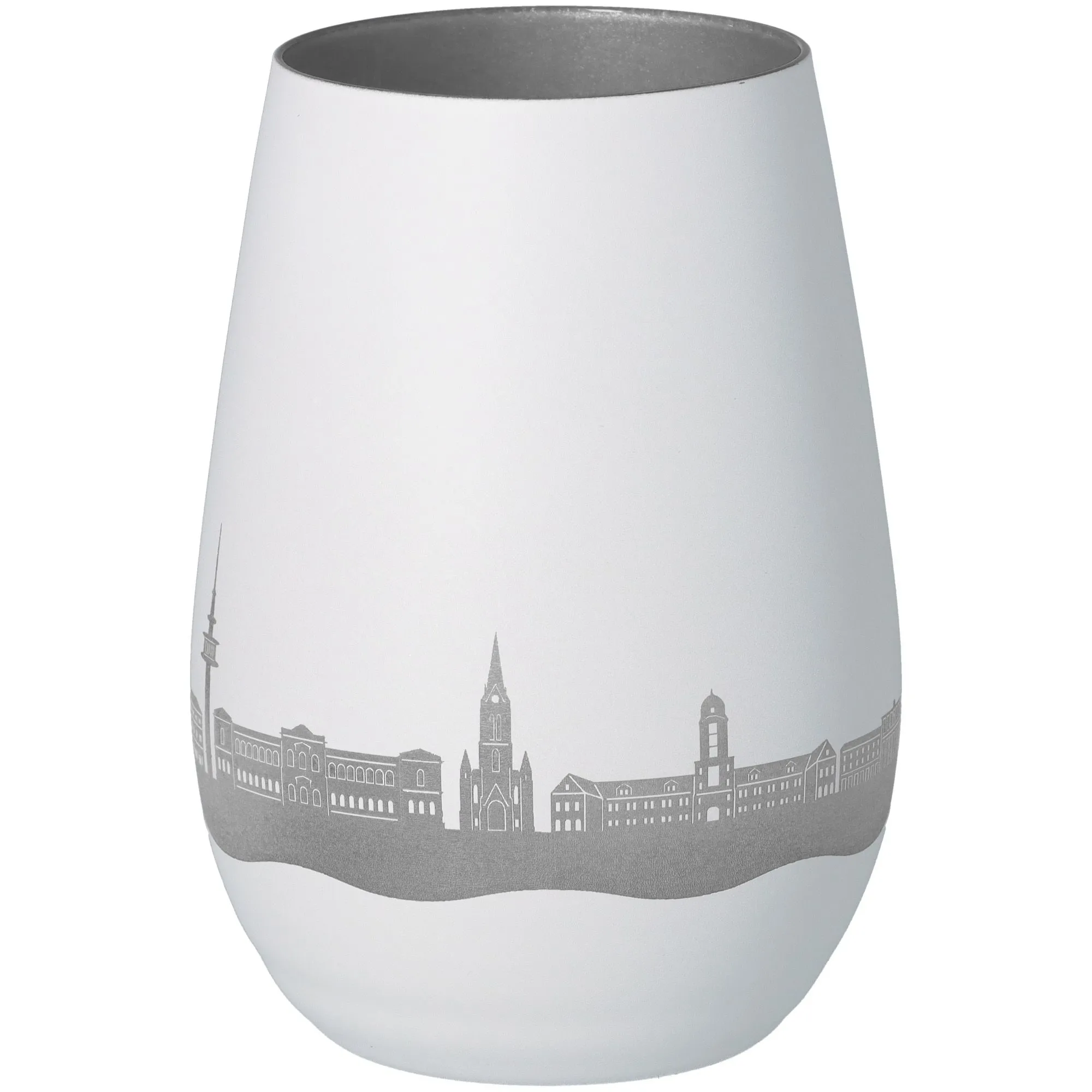 Windlicht Skyline Kaiserslautern Weiß/Silber